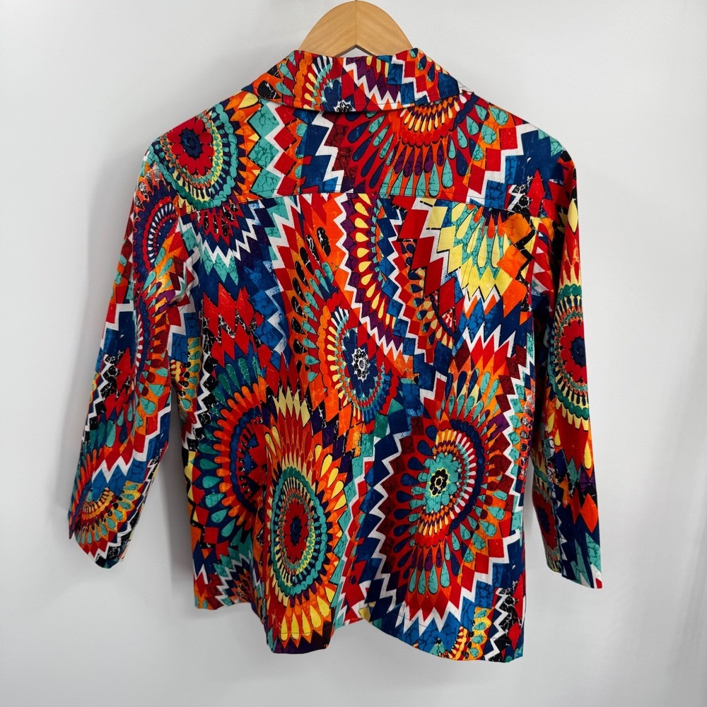 Chicos Womens Button Front Jacket‎ Maximalist Psychedelic Retro Festival Size M - Picture 2 of 8